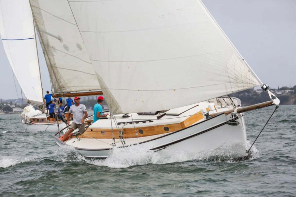 Classic ketch sailboat Ngataki under sail