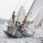 Classic ketch sailboat Ngataki under sail